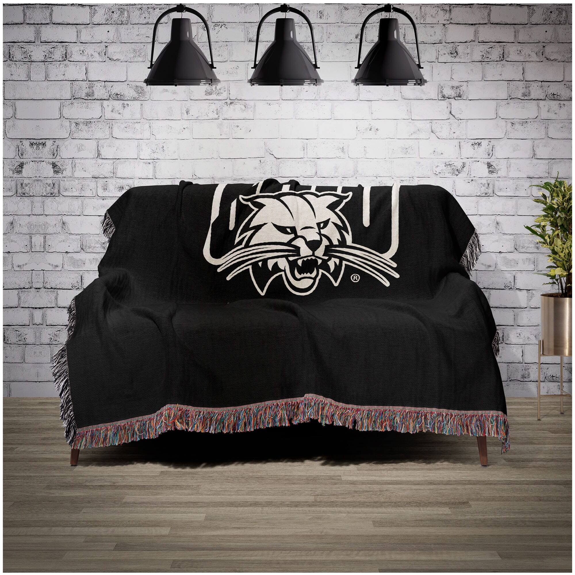 Alt View 1. Chad & Jake - Ohio Bobcats Woven Blanket - Black.