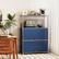Front. Malletson - Modern 3-Tier Modular Metal Sideboard, Storage Cabinet with 2 Drop-Down Doors for Home Office & Coffee Bar - Blue.