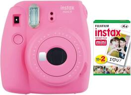 Fujifilm - Instax Mini 9 Instant Camera with 20 Mini Films Bundle - Flamingo Pink
