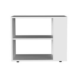 TuHome - Gardin High Side Table , End Table, Sofa Table with Two Shelves and a Minimalist Design - White