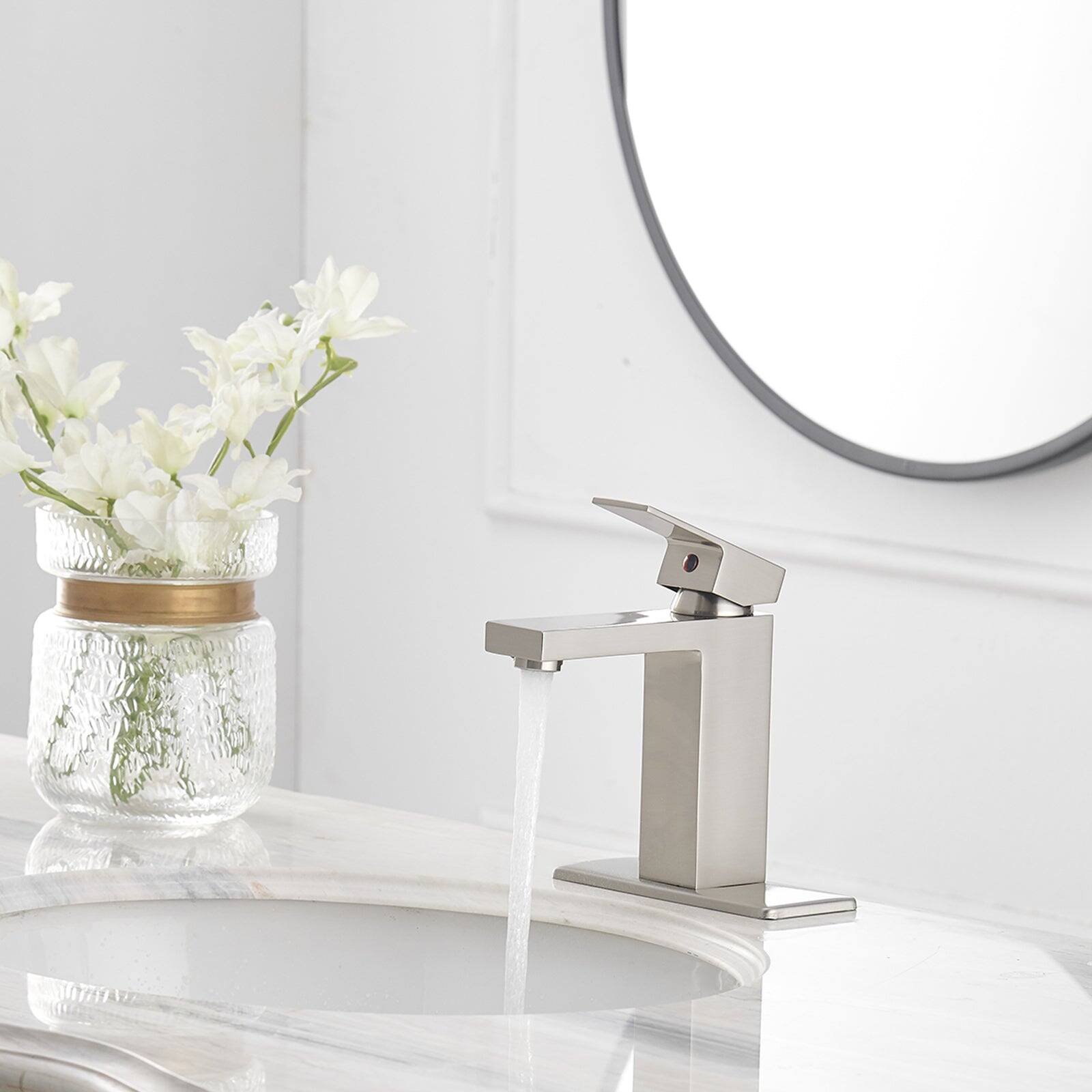 Alt View 3. Boyel Living - Single Handle Single Hole Bathroom Faucet with Deckplate Included and Pop Up Drain in Brushed Nickel - Brushed Nickel.