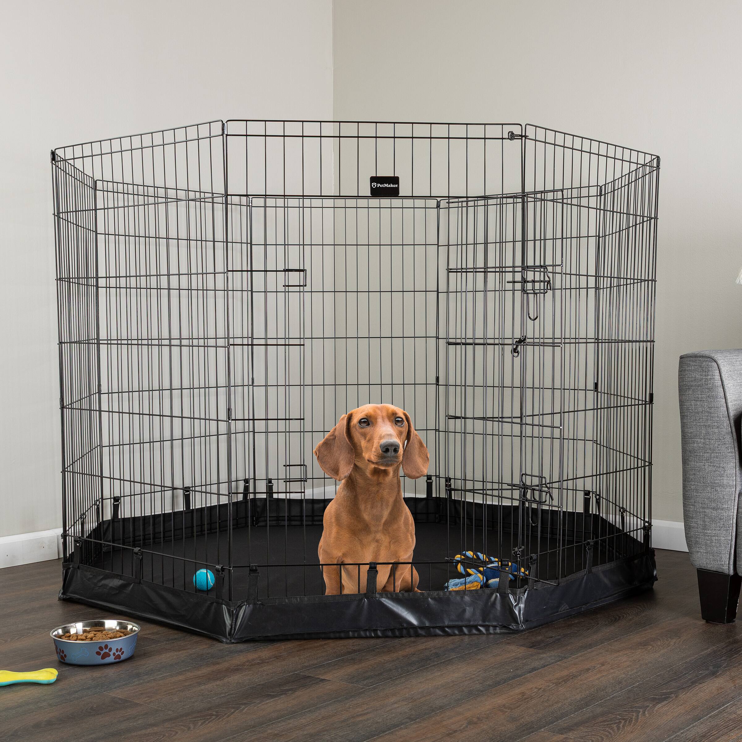 Back. PetMaker - Pet Adobe Dog Playpen with Fabric Bottom.