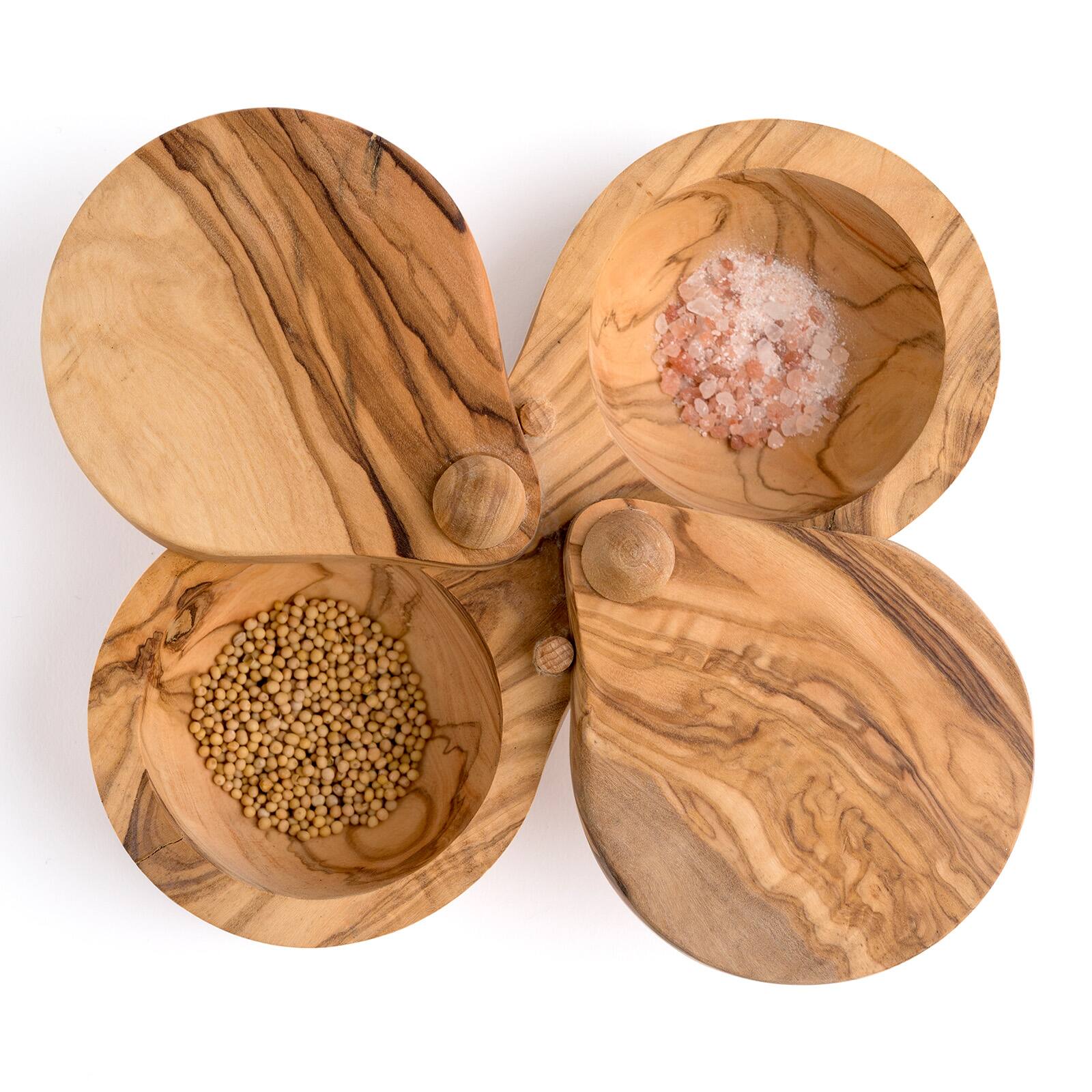 Alt View 4. Berard - France Olive Wood Double Salt Keeper and Spice Box - Brown.