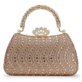 Unique Bargains - Rhinestones Evening Bag for Women, Shiny Sequin Evening Clutch Wedding Purse for Bride Party Formal - Champagne