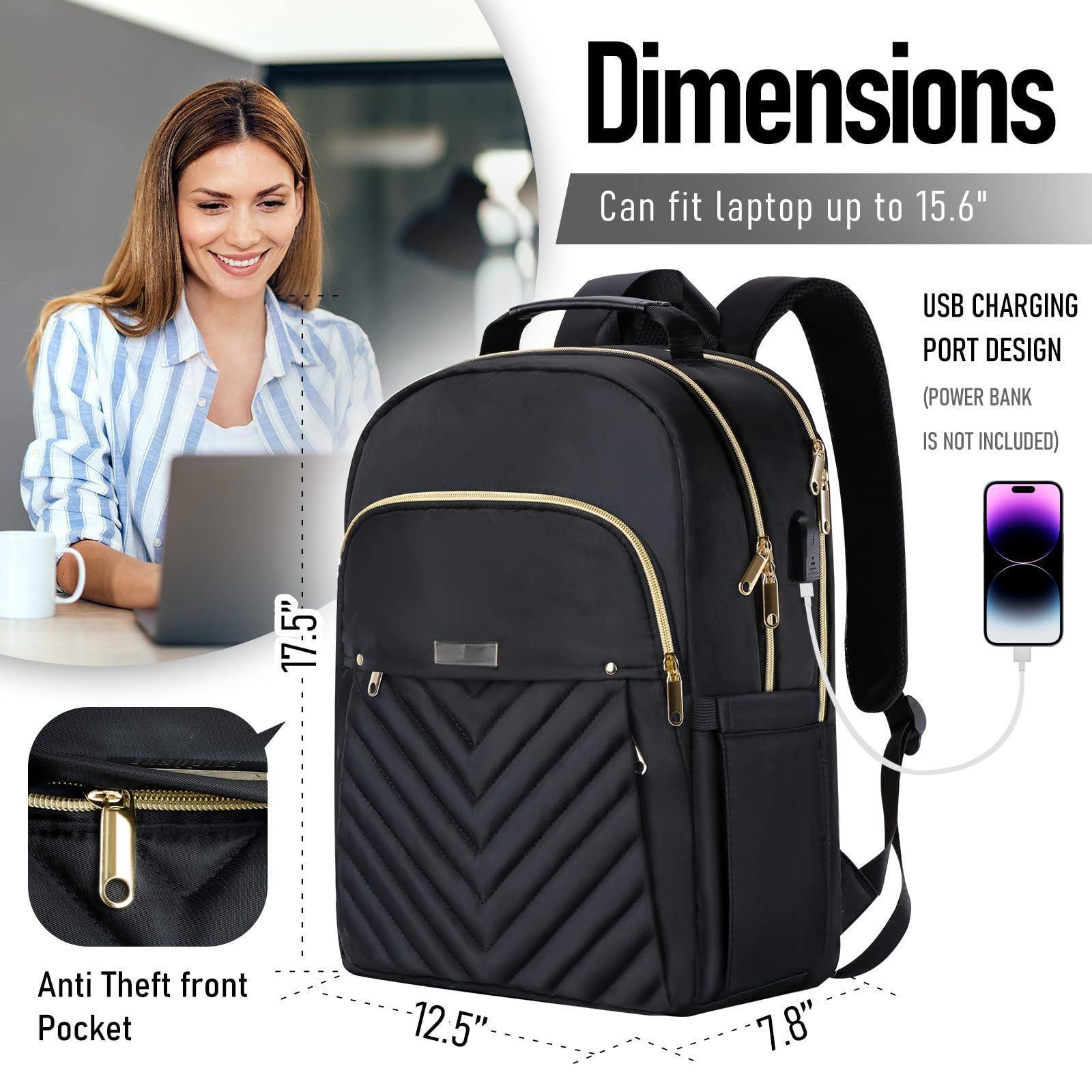 Left. Stamp n Camp - School Backpack For Teens  Black Backpacks Girl College Students Middle High Teachers Bookbag Cute Book Bag Mochilas - A8-black-15.6 Inch.