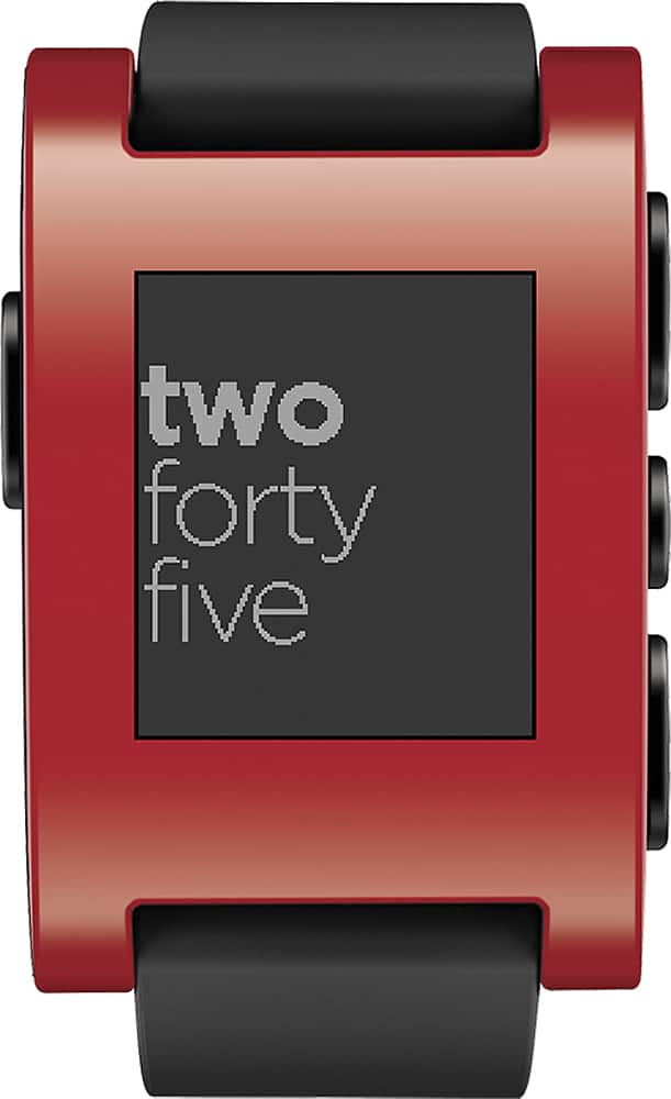 Front. Pebble - Smartwatch 33mm Plastic - Red Silicone.