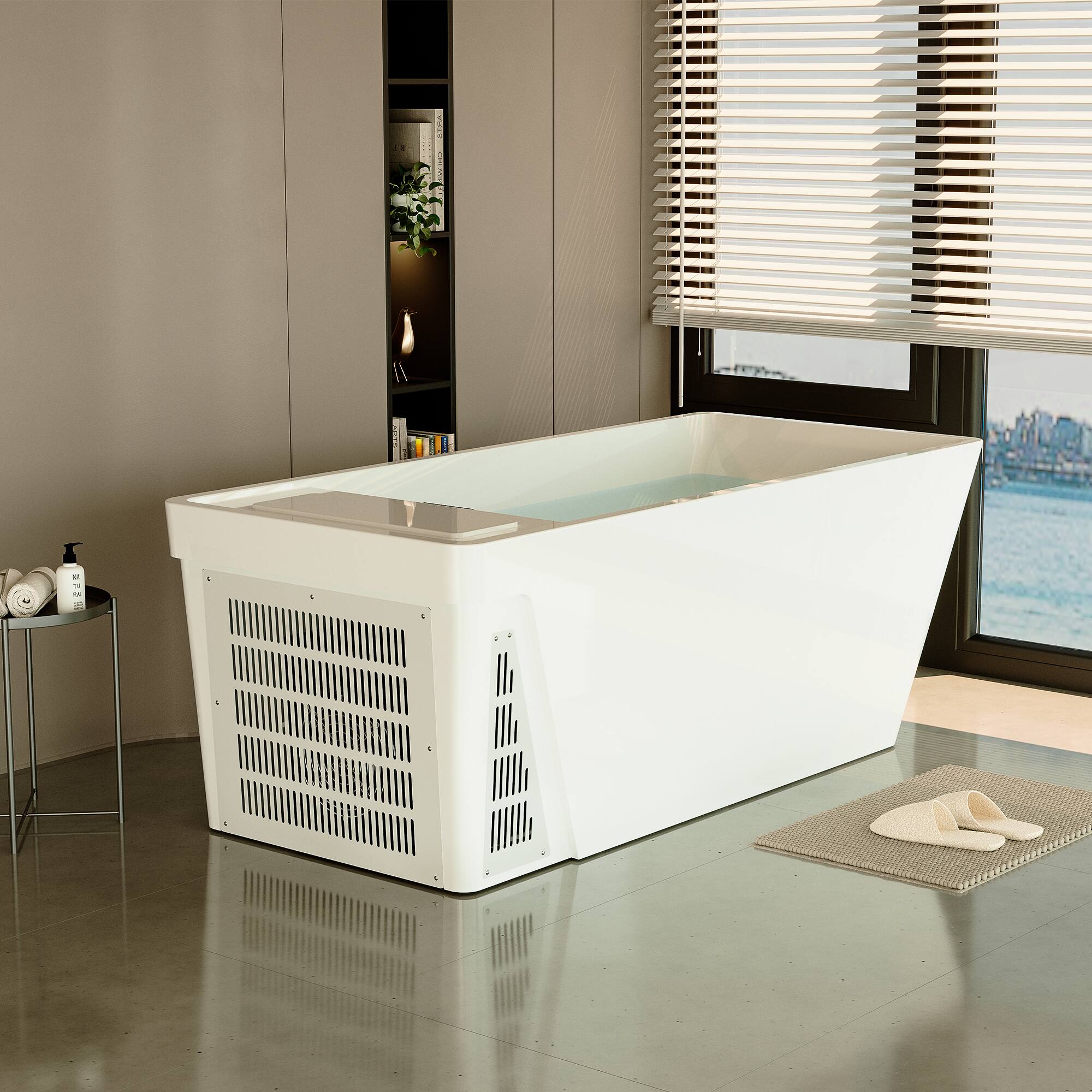 Alt View 4. Empava - All-in-one 78 in. x 31 in. Cold Plunge Bathtub Ice Bath W/ Right Drain - Ozone Sterilization - Chiller - Heater in White - White.