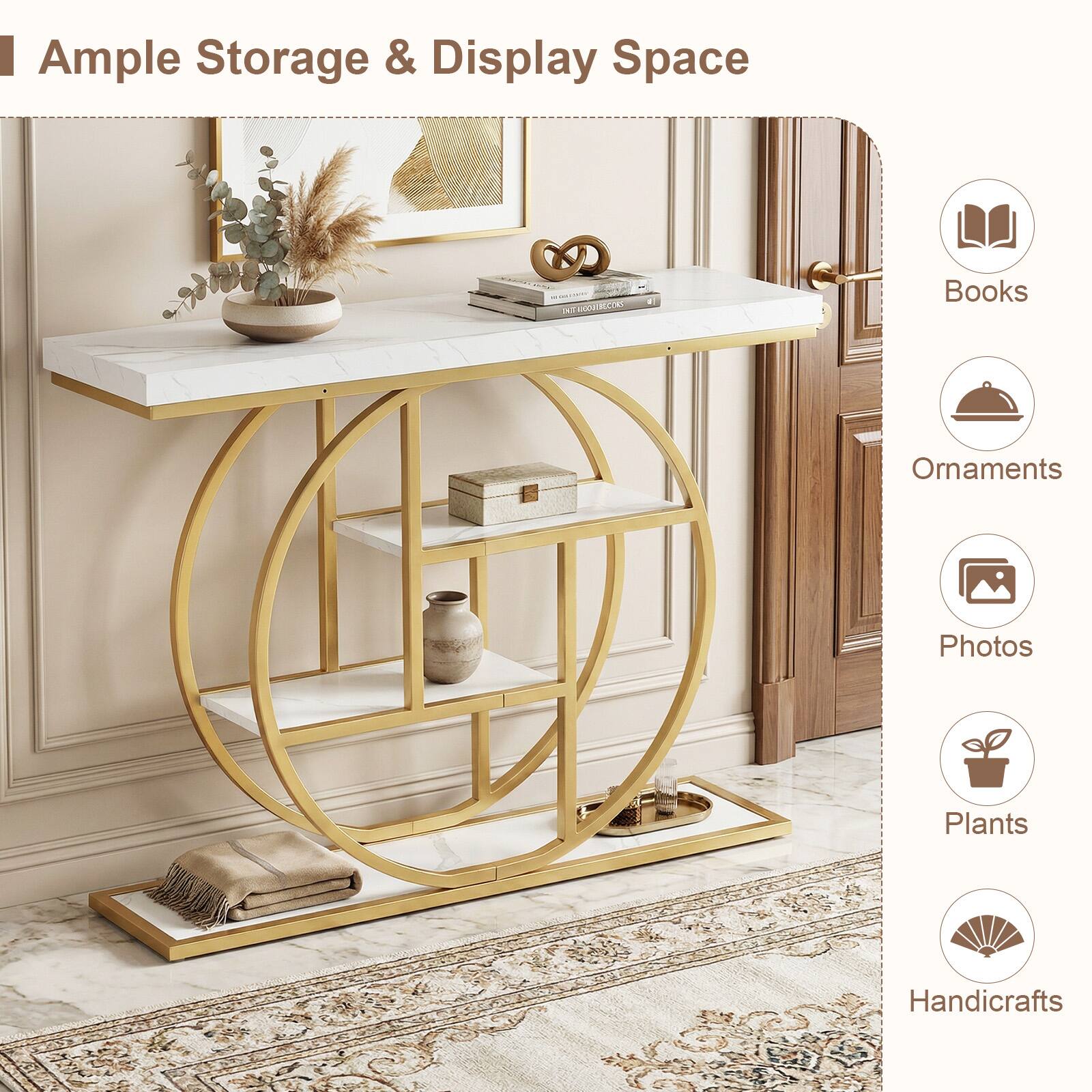 Ample Storage & Display Space

- Books
- Ornaments
- Photos
- Plants
- Handicrafts