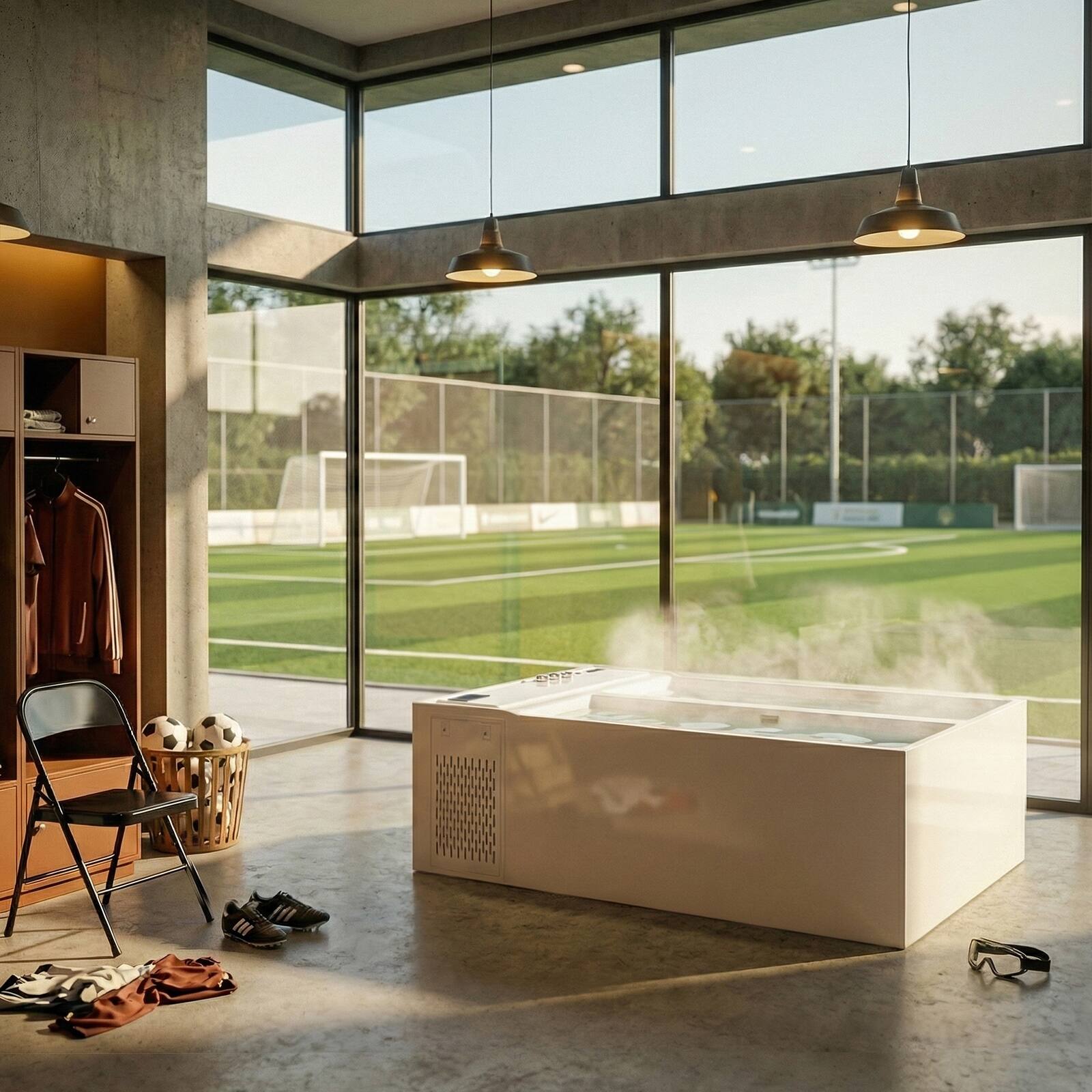 Alt View 4. Empava - 78 in. x 55 in. Dual Zone Cold Plunge - Ozone - Chiller - Heater and 20 Jets Whirlpool Bathtub - Thermostat in White - White.