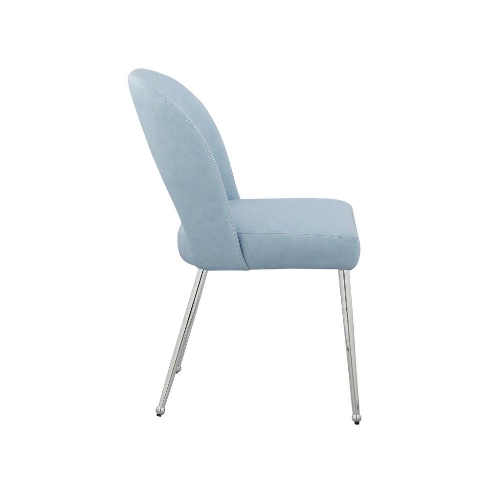 Alt View 3. Meridian Furniture - Logan Light Blue Vegan Leather Dining Chair, Set of 2 - Blue.