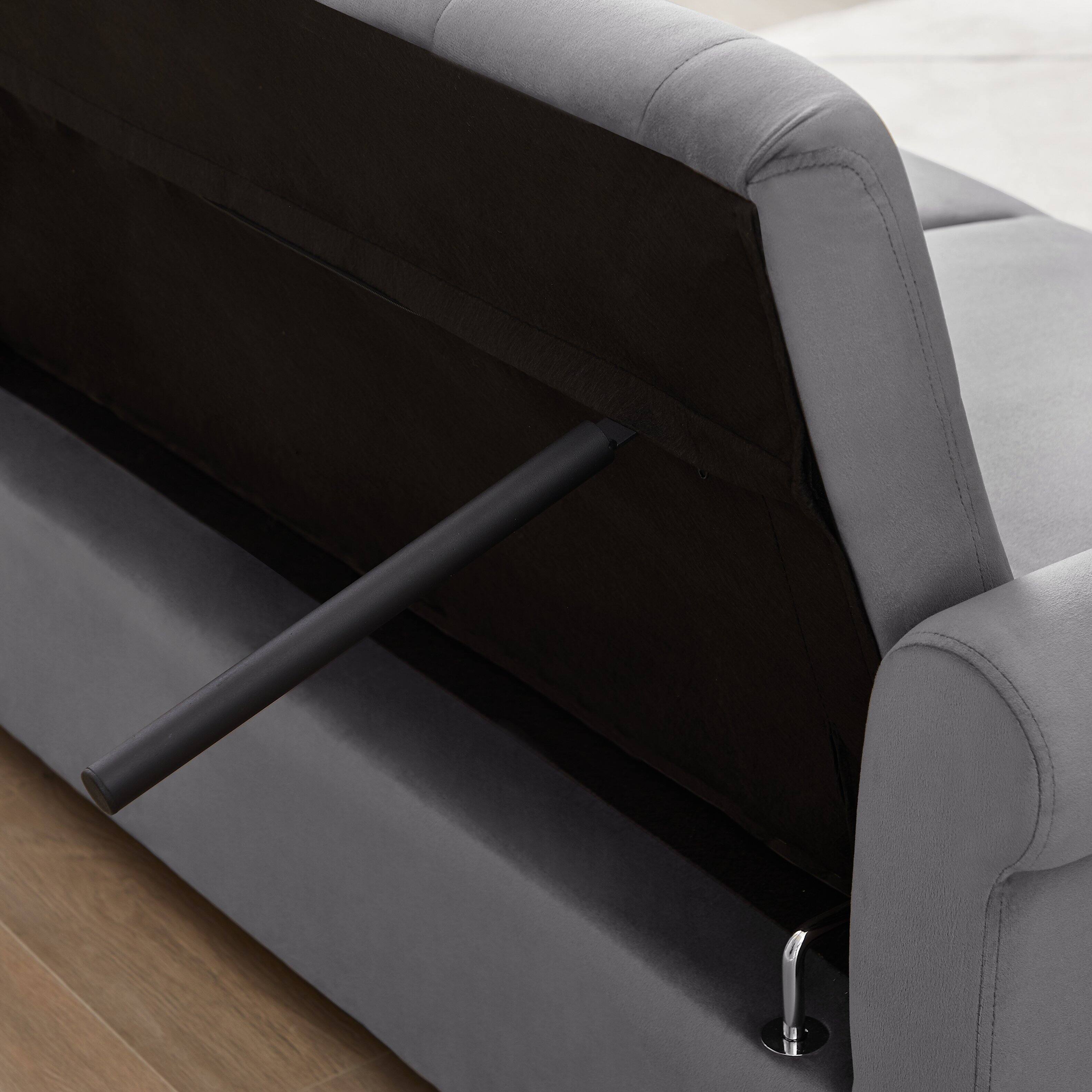 Alt View 9. Tiramisubest - Modern Velvet Convertible Loveseat Sleeper Sofa with 2 Lumbar Pillows,Adjustable Pull-Out Bed,Removable Armrest,Gray - Gray.
