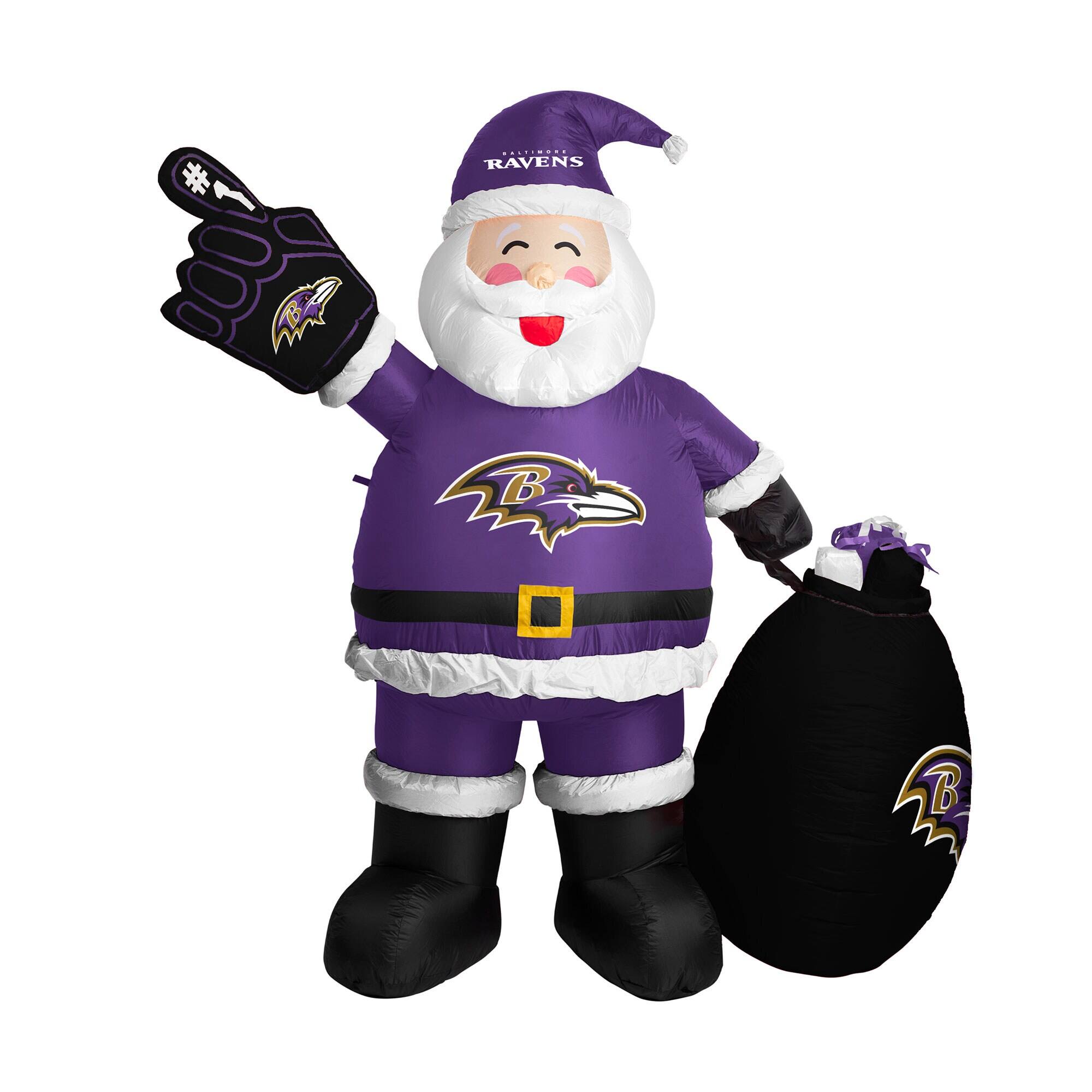 Logo Brands - Baltimore Ravens 7' Inflatable Santa - Multicolor