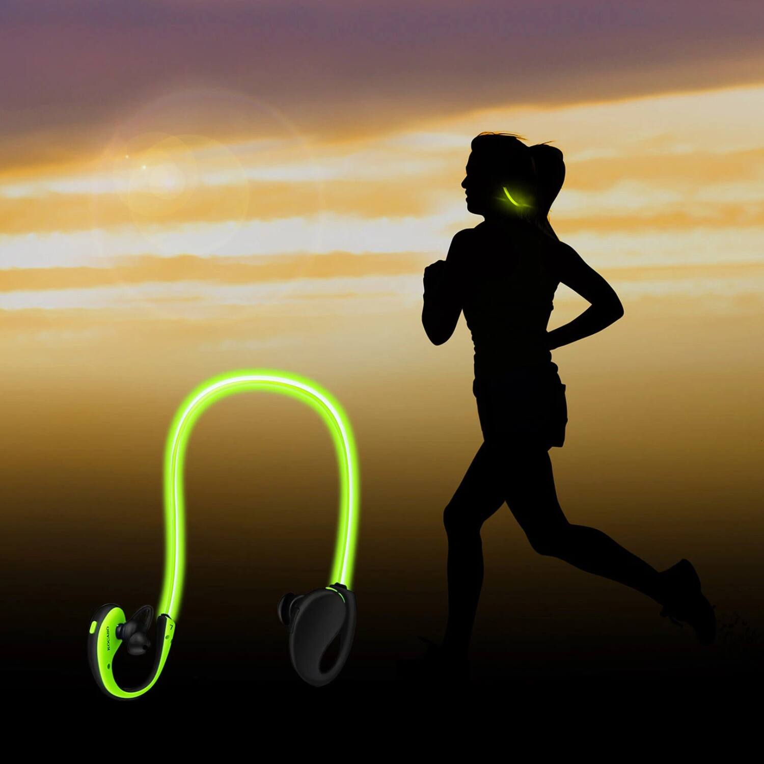 Back. Home Collection - Wireless Sport Headset with LED Neckband Green - Green.