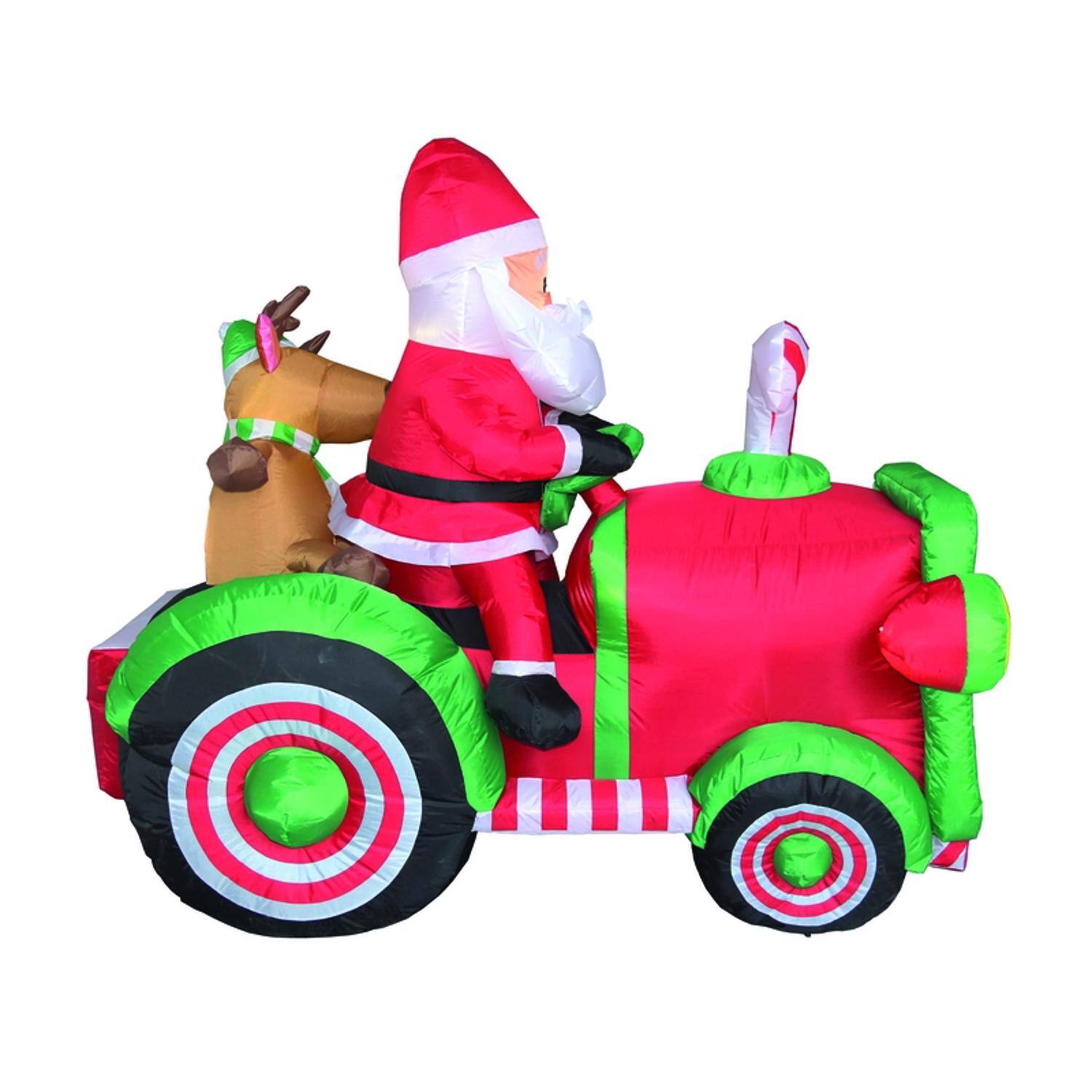 Angle. Celebrations - Celebrations Santa With Tractor 6 ft. Inflatable - Multicolored.