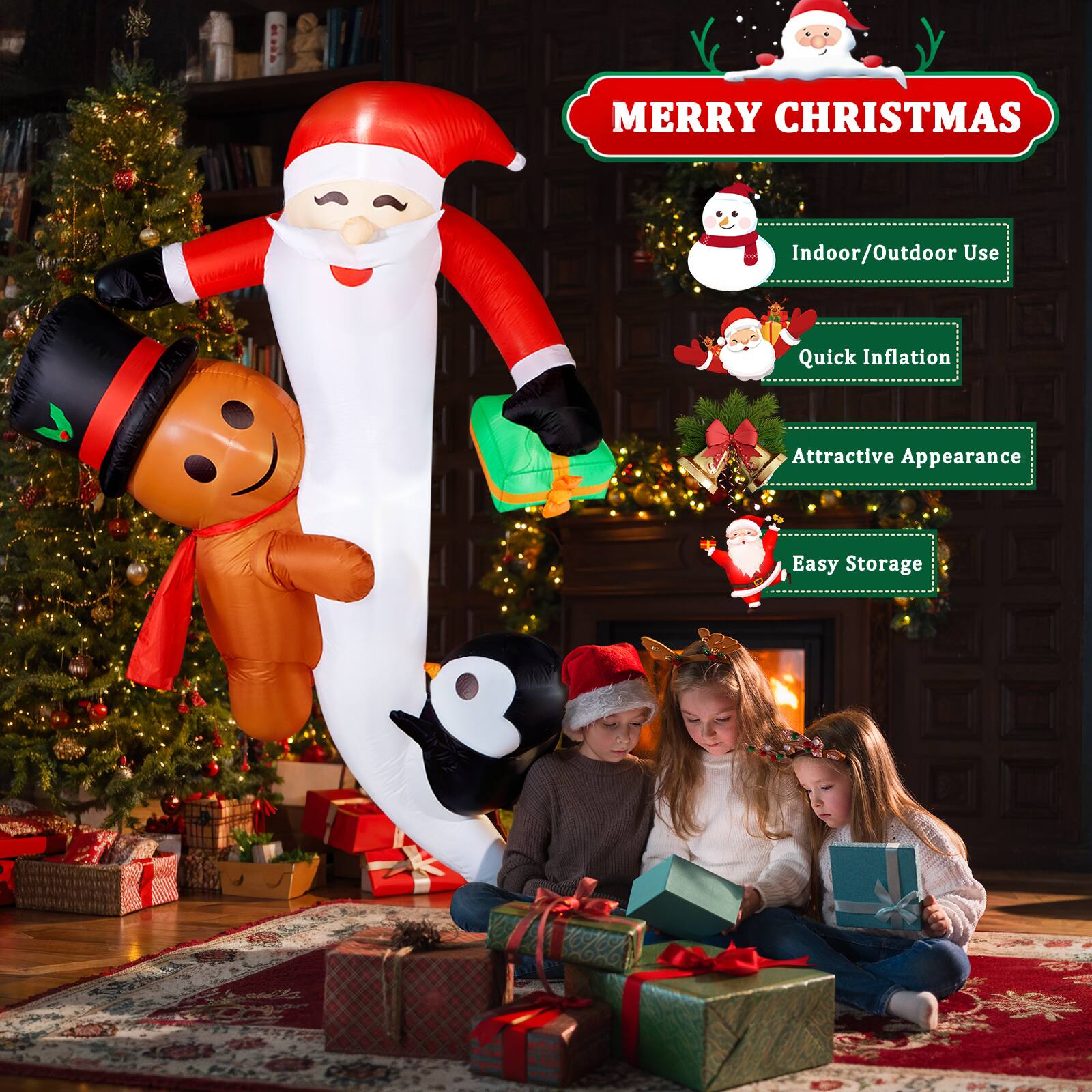 MERRY CHRISTMAS

- Indoor/Outdoor Use
- Quick Inflation
- Attractive Appearance
- Easy Storage
