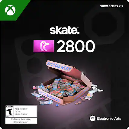 XBOX SERIES X|S
skate. 2800
SVCC DELIVERY
SVCC BUCKS!!!
TEEN
Mild Violence
Lyrics
Crude Humor
In-Game Purchases
Users Interact
Electronic Arts