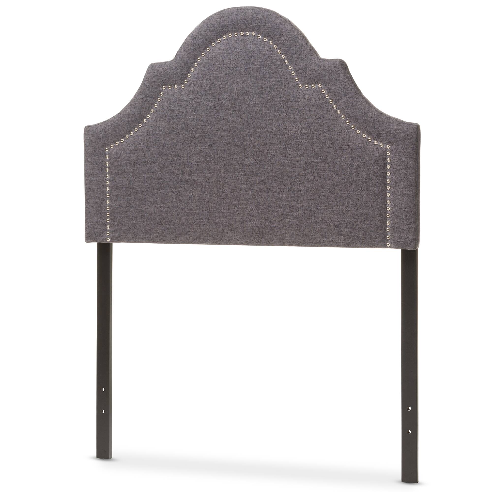 Angle. Baxton Studio - Rita Modern and Contemporary Fabric Upholstered Twin Size Headboard - Dark Grey.