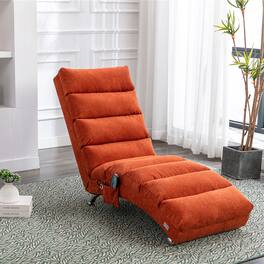 Trinkets Crazed - Linen Massage Chaise Lounge Indoor with Remote Control,Ergonomic Electric Massage Long Lounger with 5 Modes - Orange