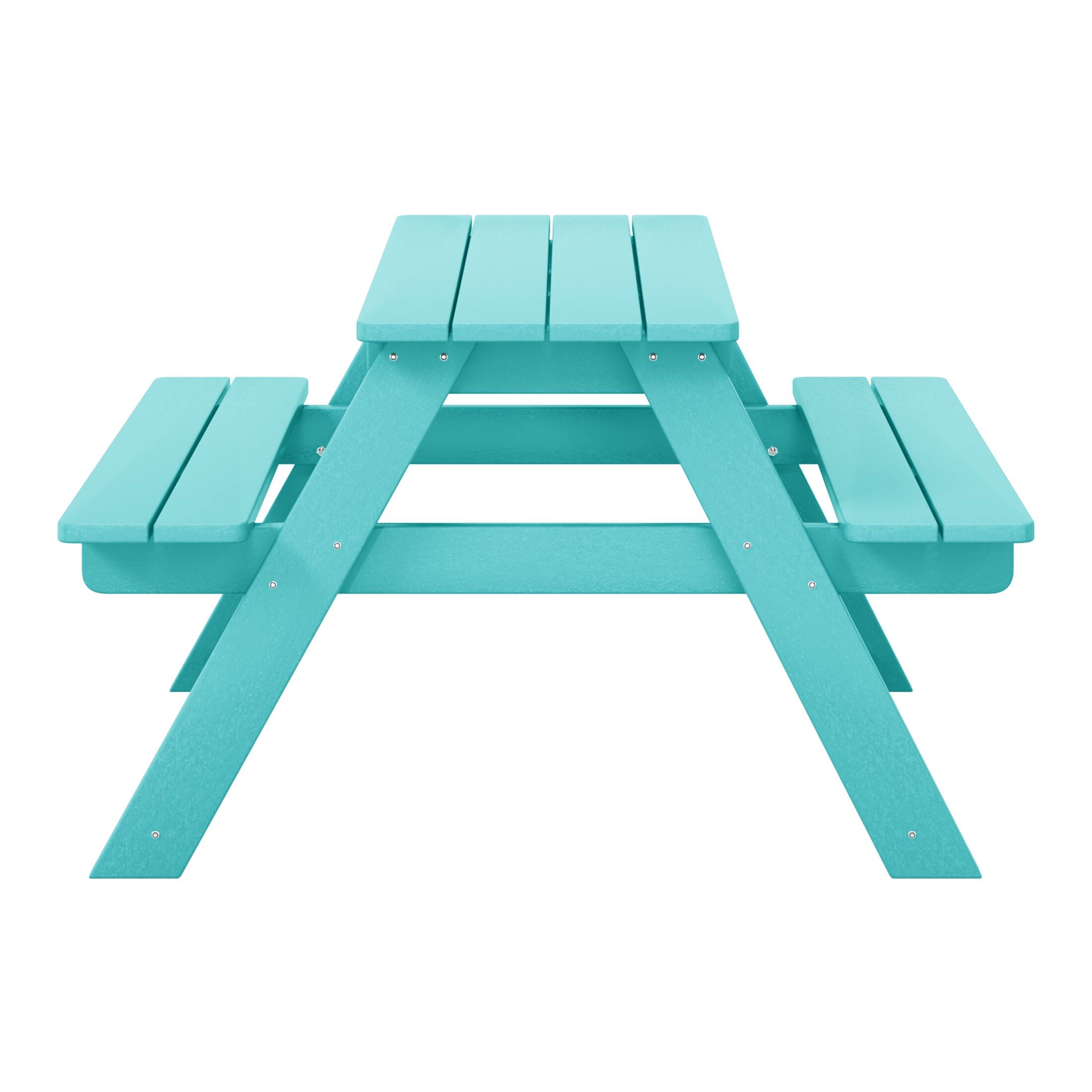 Front. WestinTrends - WestinTrends Malibu Outdoor Patio Kids HDPE Plastic Picnic Bench Table - Turquoise.