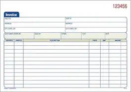 Adams - 2-Part Carbonless Invoices, 5.5625" x 8.4375", 50 Sets/Book - Multicolor
