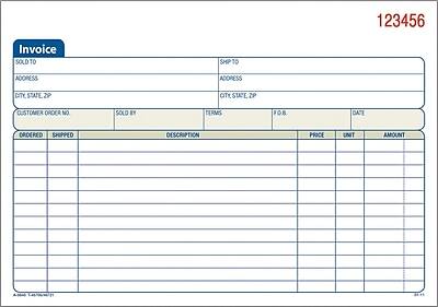 123456 Invoice

SOLD TO
ADDRESS
CITY, STATE, ZIP

SHIP TO
ADDRESS
CITY, STATE, ZIP

CUSTOMER ORDER NO.
SOLD BY
TERMS
FOR
DATE

ORDERED
SHIPPED

DESCRIPTION
PRICE
UNIT
AMOUNT