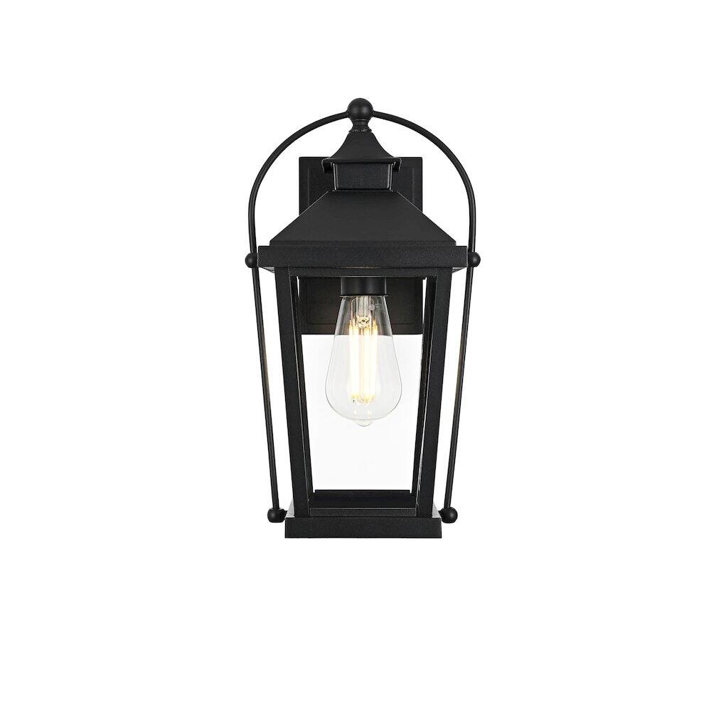 Back. Elegant Lighting - Luz 14 inch Outdoor Wall sconce in Black - Black And Clear.