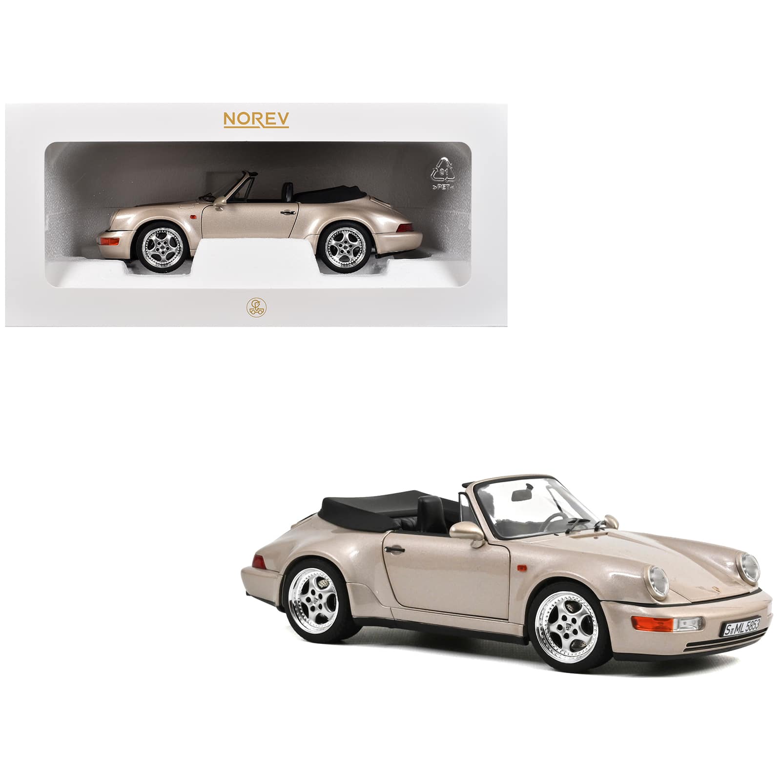 1992 Porsche 911 Carrera 2 Turbo Look Cabriolet Zermatt Silver Metallic 1/18 Diecast Model Car by Norev price history on PriceWatchPro