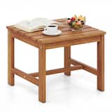 Gymax - Patio Acacia Wood Accent Side Table17'' Square End Table w/Slatted Tabletop - Yellow