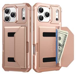 UUCOVER - Rugged Wallet Case for Apple iPhone 17 Pro Max with Card Holder Slot, Magnetic Closure, Shockproof PU Leather Cover - Rosegold