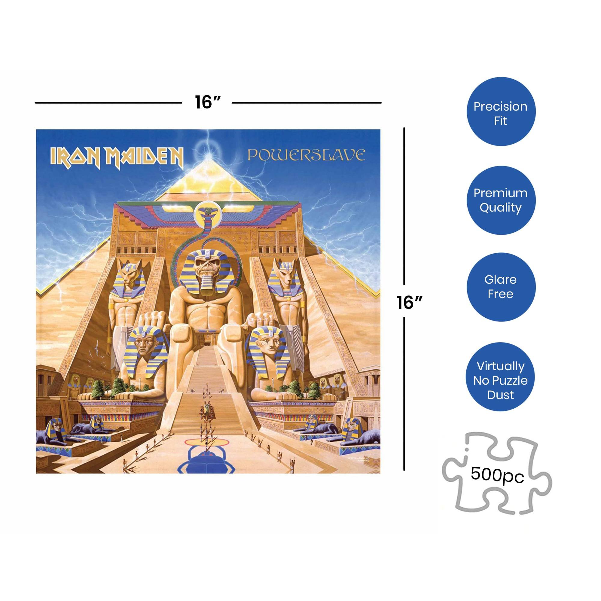 16" Precision Fit IRON MAIDEN POWERSLAVE Premium Quality 16" Glare Free Virtually No Puzzle Dust 500pc