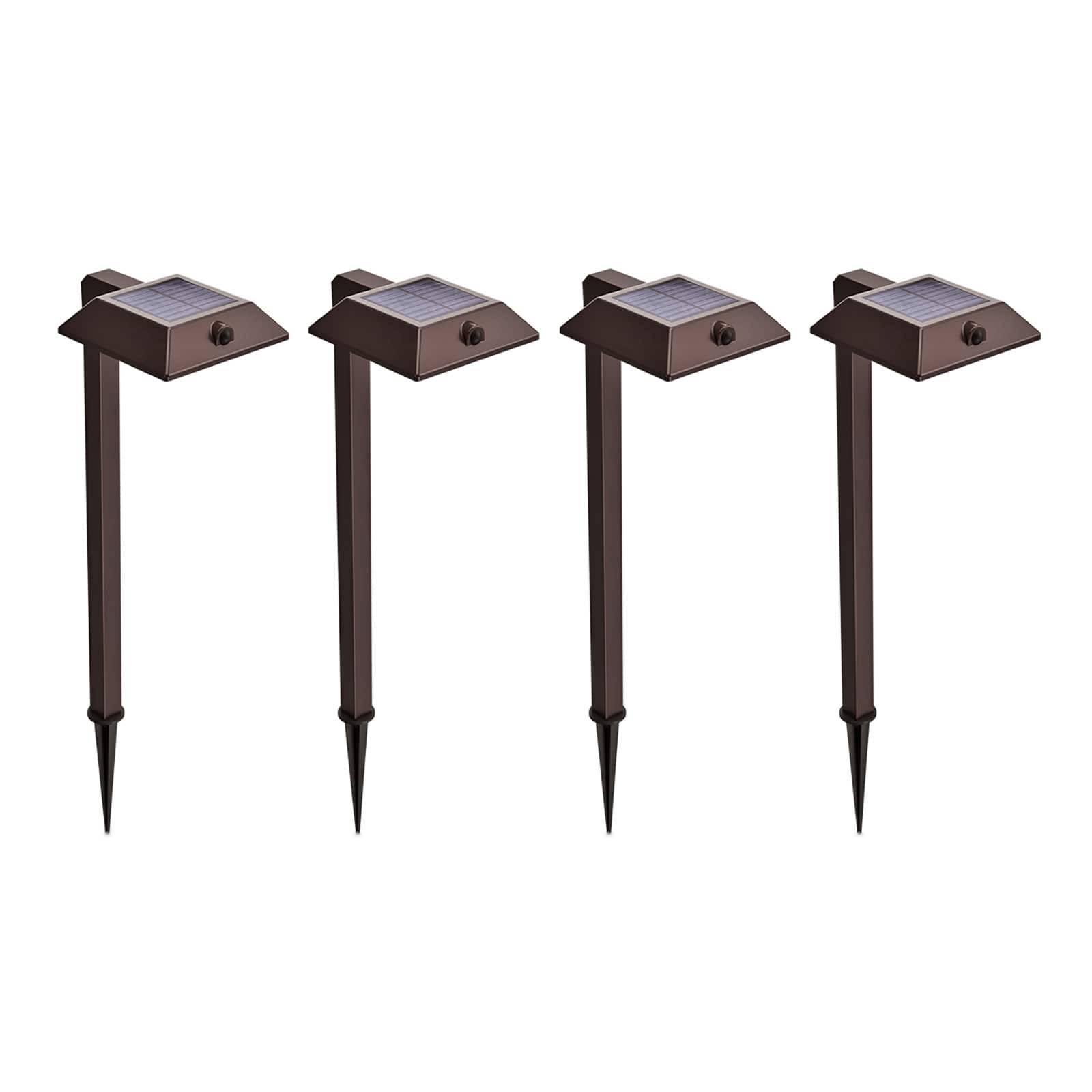 Home Zone Security - ELI1577G 4 Pack Solar Pathway Light, 300 Lumens, Adjustable 3000K 4000K 5000K, Bronze Finish