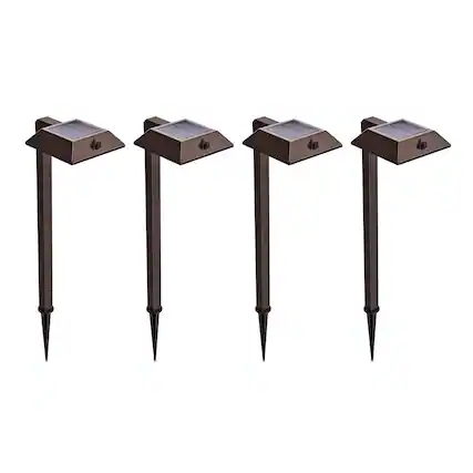 Front. Home Zone Security - Home Zone Security ELI1577G 4 Pack Solar Pathway Light, 300 Lumens, Adjustable 3000K 4000K 5000K, Bronze Finish.