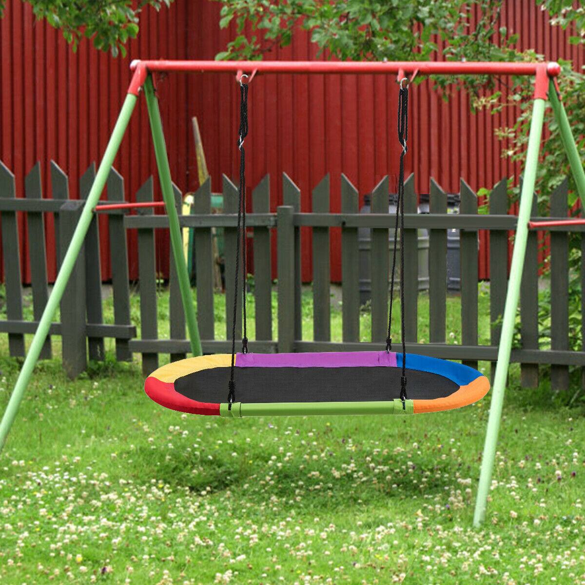 Alt View 7. Costway - Costway 60" Saucer Tree Swing Surf Outdoor Adjustable Kids Giant Oval Platform Swing Set - Colorful.