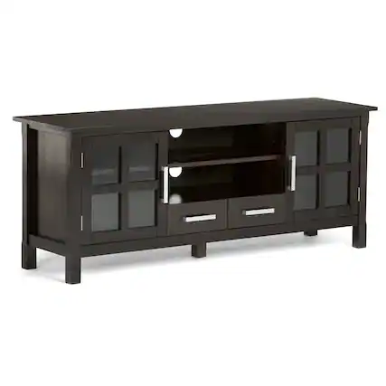 Front. APRILSOUL - Kitchener - 60Inch Wide TV Media Stand - Hickory Brown - Dark Brown.