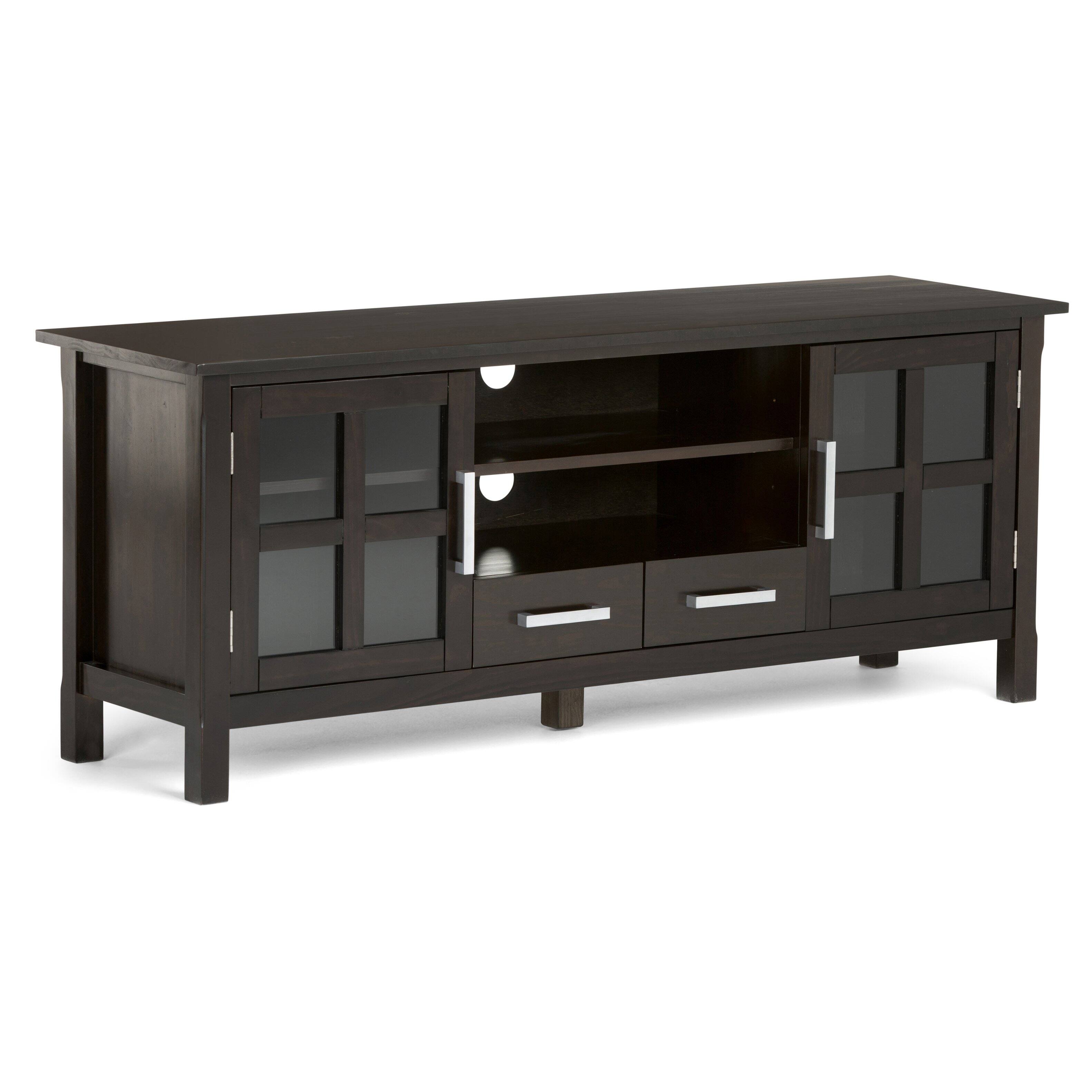 Front. APRILSOUL - Kitchener - 60Inch Wide TV Media Stand - Hickory Brown - Dark Brown.