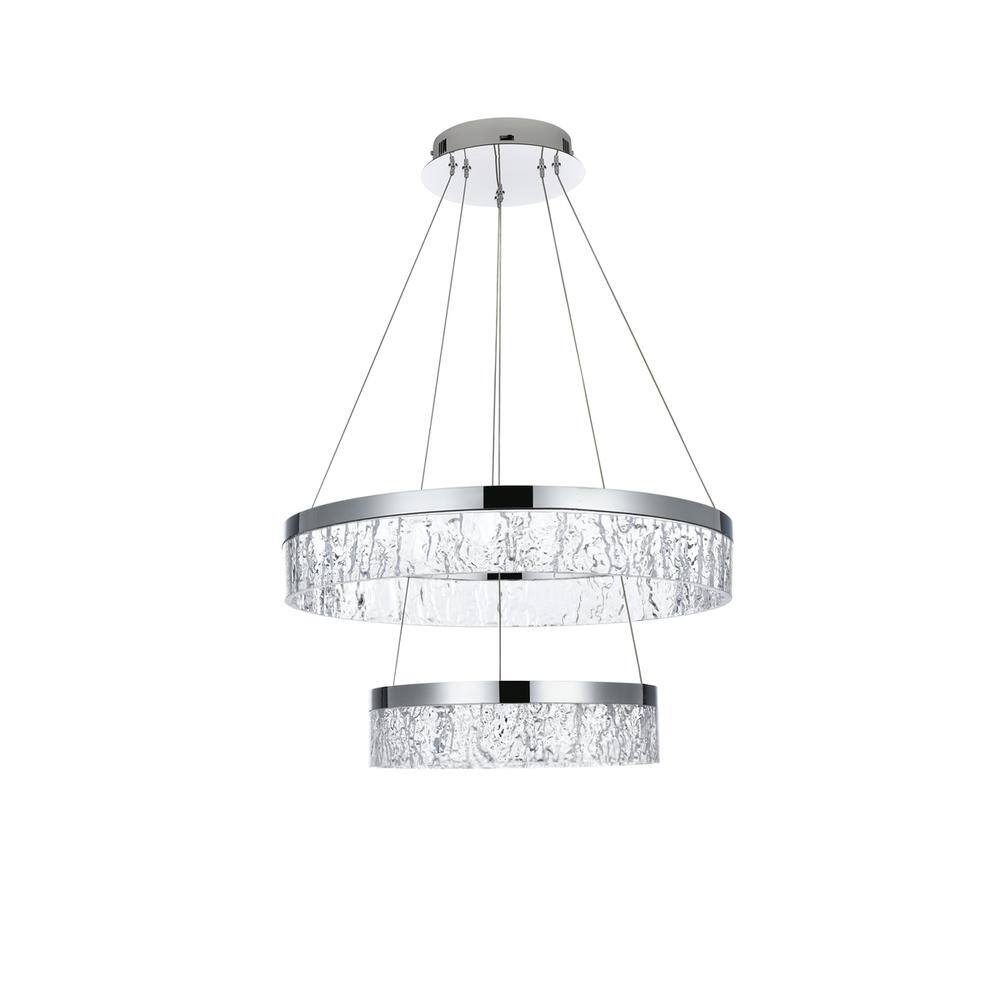 Angle. Elegant Lighting - Linden 22 inch Adjustable LED chandelier in Chrome - Chrome.