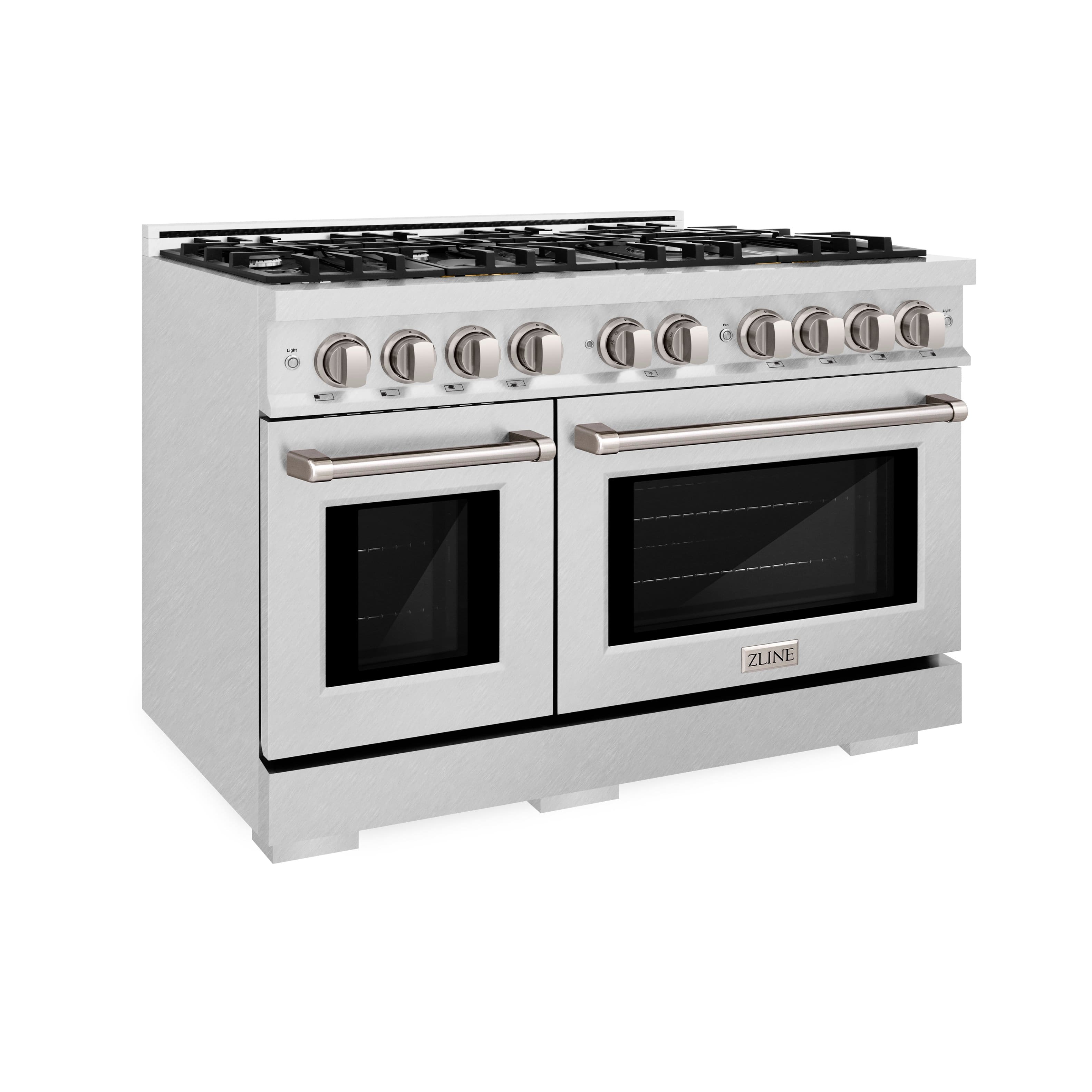 ZLINE - 48 in. 6.7 cu. ft. Freestanding Select Double Oven Gas Range with 8 Burners - Satin Stainless Steel - Front_Zoom