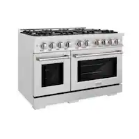 ZLINE - 48 in. 6.7 cu. ft. Freestanding Select Double Oven Gas Range with 8 Burners - Satin Stainless Steel - Front_Zoom