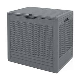 WELLFOR - 25 Gallon Outdoor Storage Box with Rattan Patterns - Gray