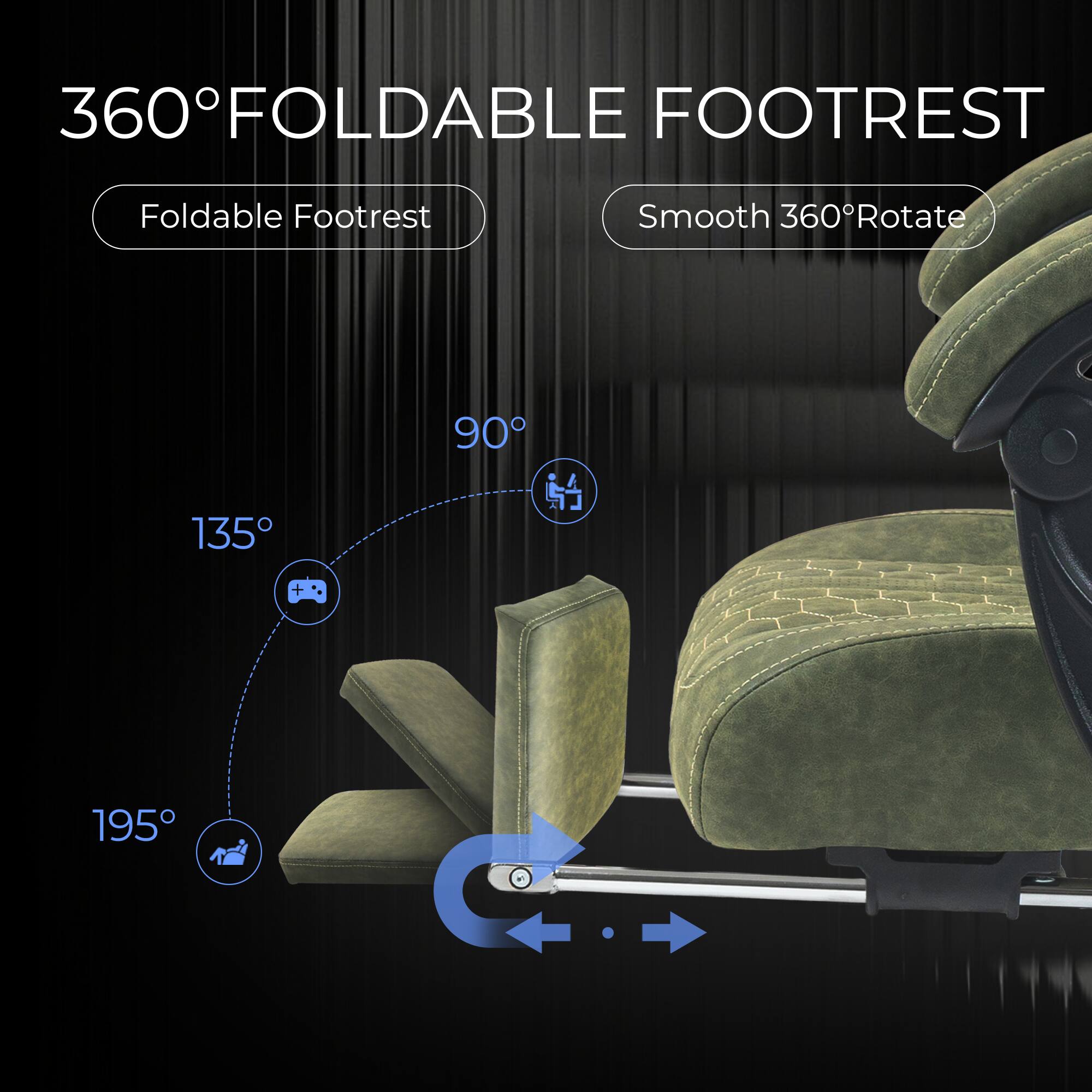 360° FOLDABLE FOOTREST

Foldable Footrest

Smooth 360° Rotate

90°

135°

195°