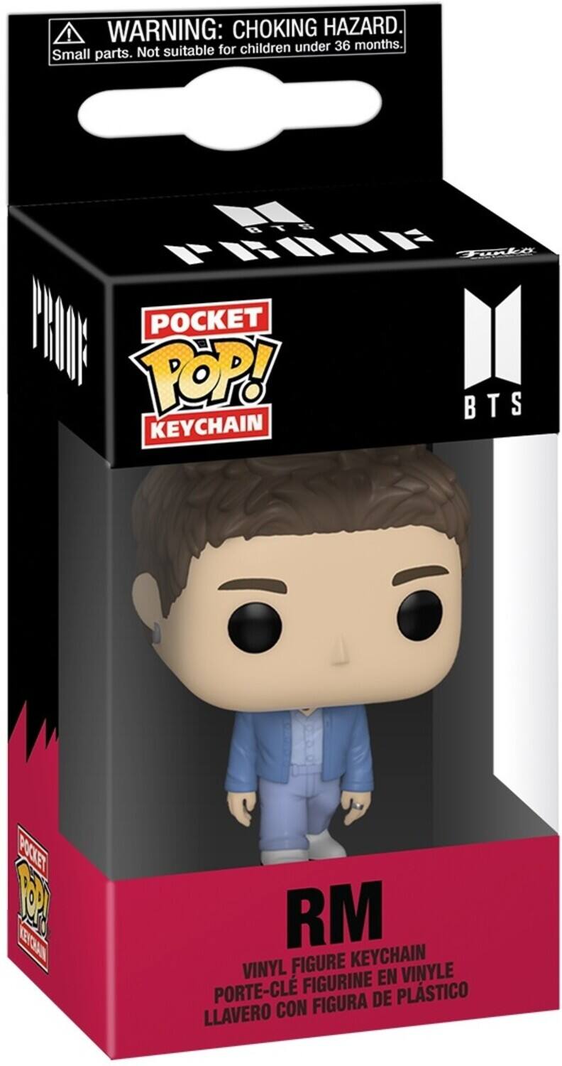 ! WARNING: CHOKING HAZARD. Small parts. Not suitable for children under 36 months.  
POCKET POP! KEYCHAIN  
BTS  
RM  
VINYL FIGURE KEYCHAIN  
PORTE-CLÉ FIGURINE EN VINYLE  
LLAVERO CON FIGURA DE PLÁSTICO