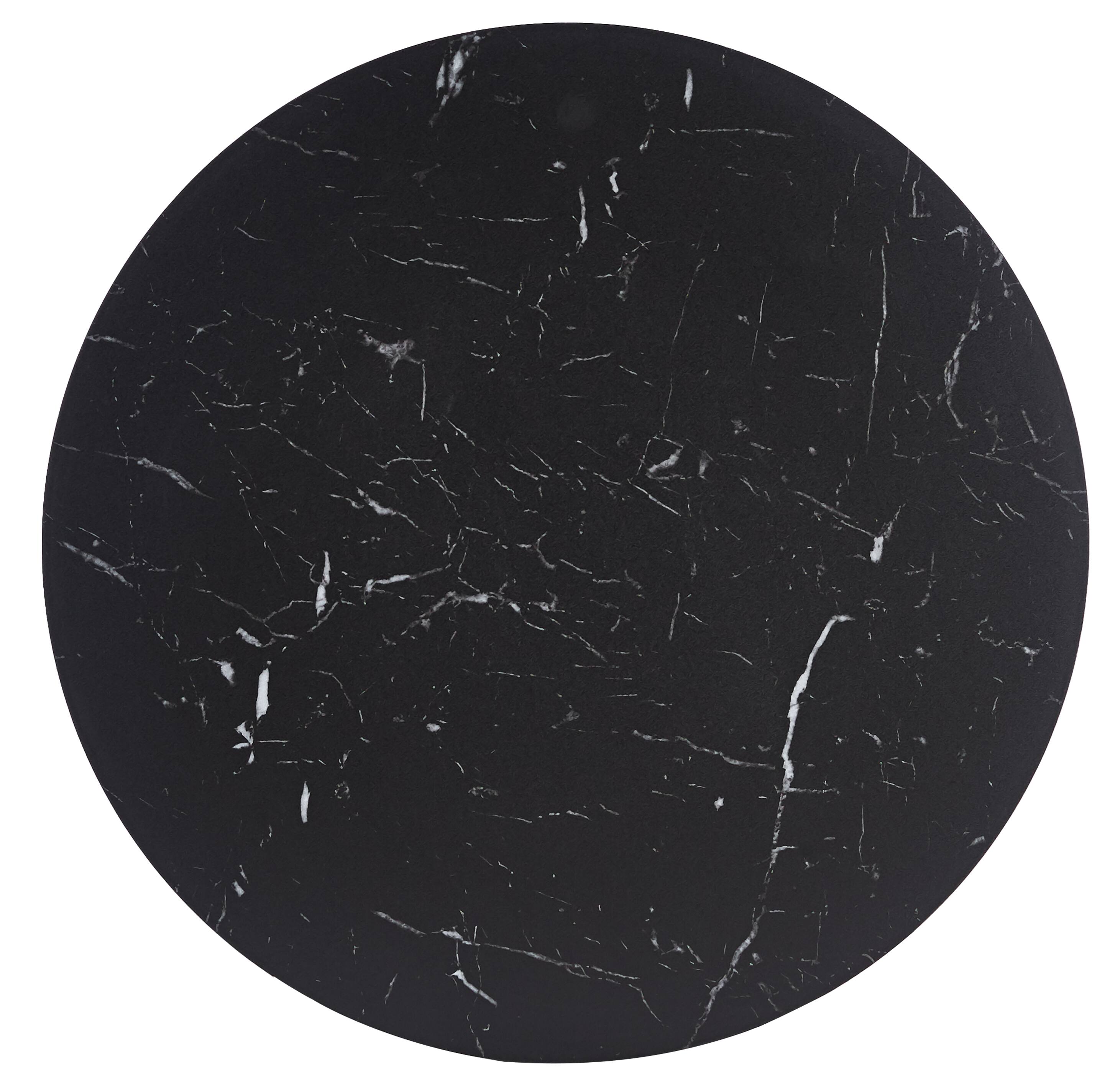 Alt View 4. LeisureMod - Bristol 40" Minimalist Round Pedestal Dining Table - Space-Saving Kitchen Table with Powder-Coated Steel Base - MDF - Marbled Black.