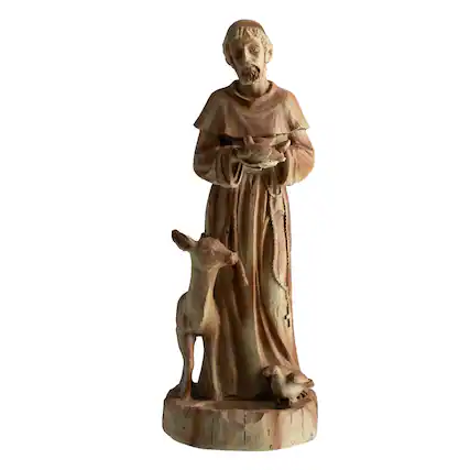 Front. Costway - Costway 24.5" St. Francis Statue with Bird Feeder, Animals Sculpture for Garden, Yard, Lawn - Brown.