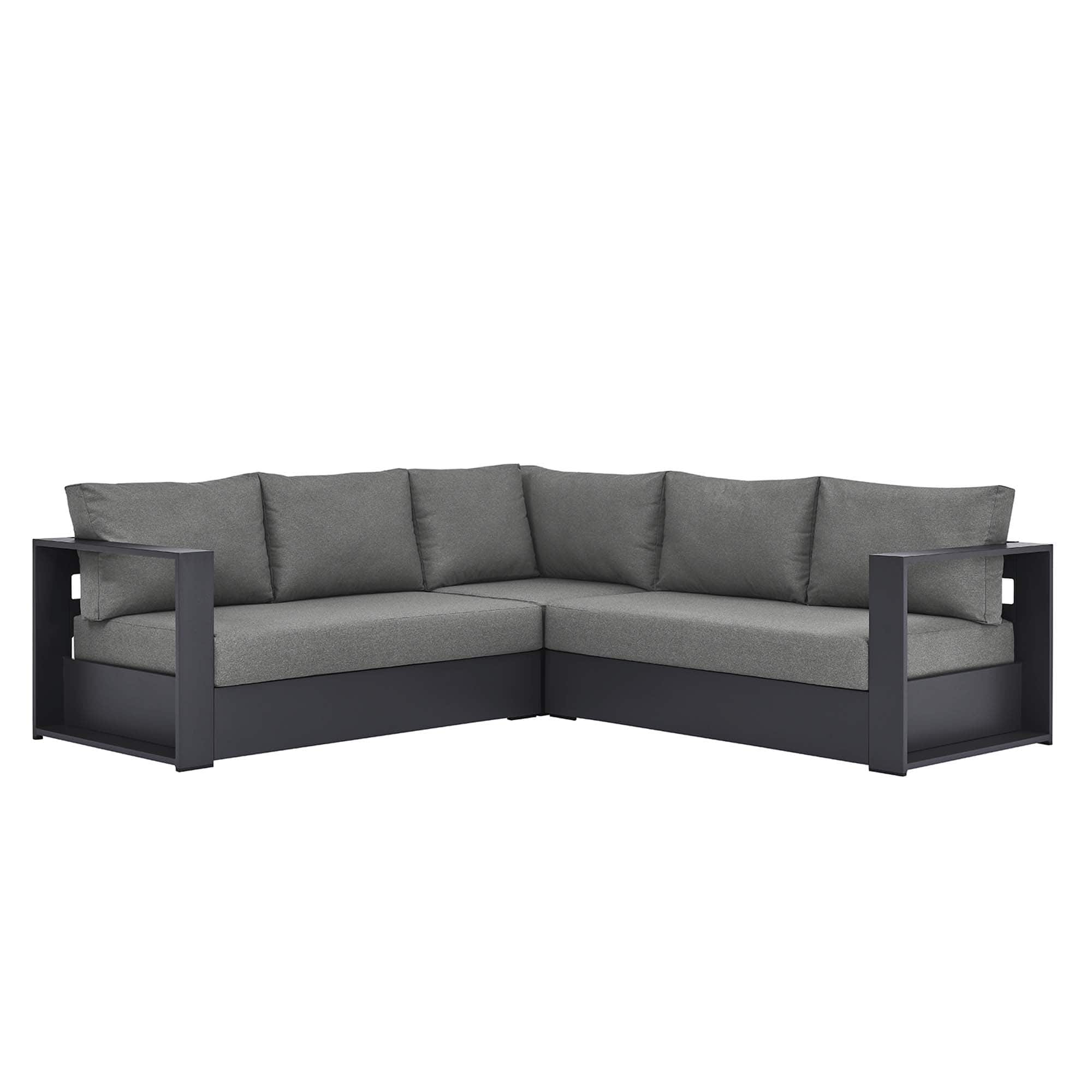 Tahoe 3-Piece Outdoor Patio Powder-Coated Aluminum Sectional Sofa Set by Modway - Gray Charcoal