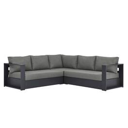 Tahoe 3-Piece Outdoor Patio Powder-Coated Aluminum Sectional Sofa Set by Modway - Gray Charcoal