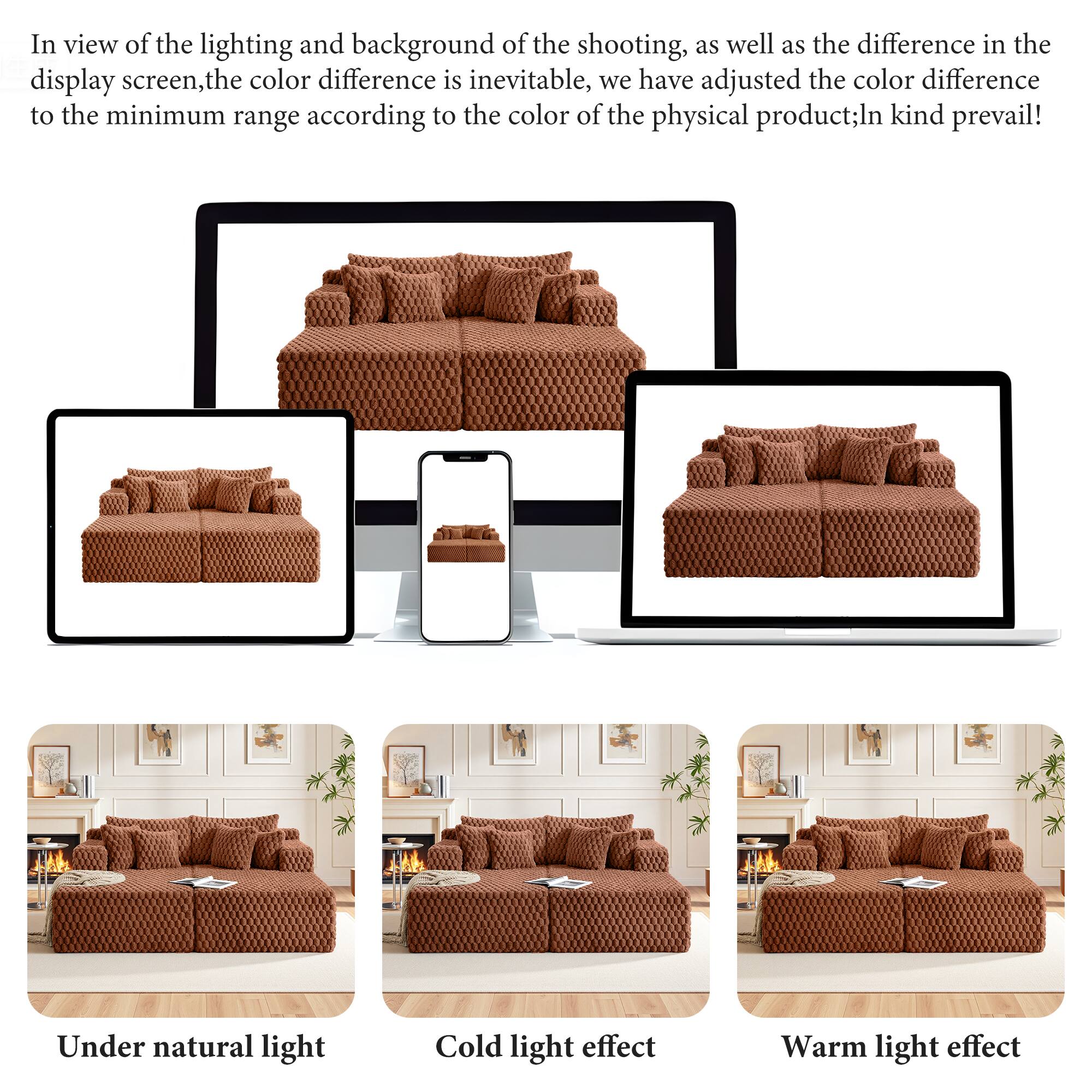 In view of the lighting and background of the shooting, as well as the difference in the display screen, the color difference is inevitable. We have adjusted the color difference to the minimum range according to the color of the physical product; In kind prevail!

Under natural light  
Cold light effect  
Warm light effect