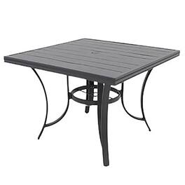 Four Seasons Courtyard - Palermo Slat Top Dining Table with Umbrella Hole - Gray
