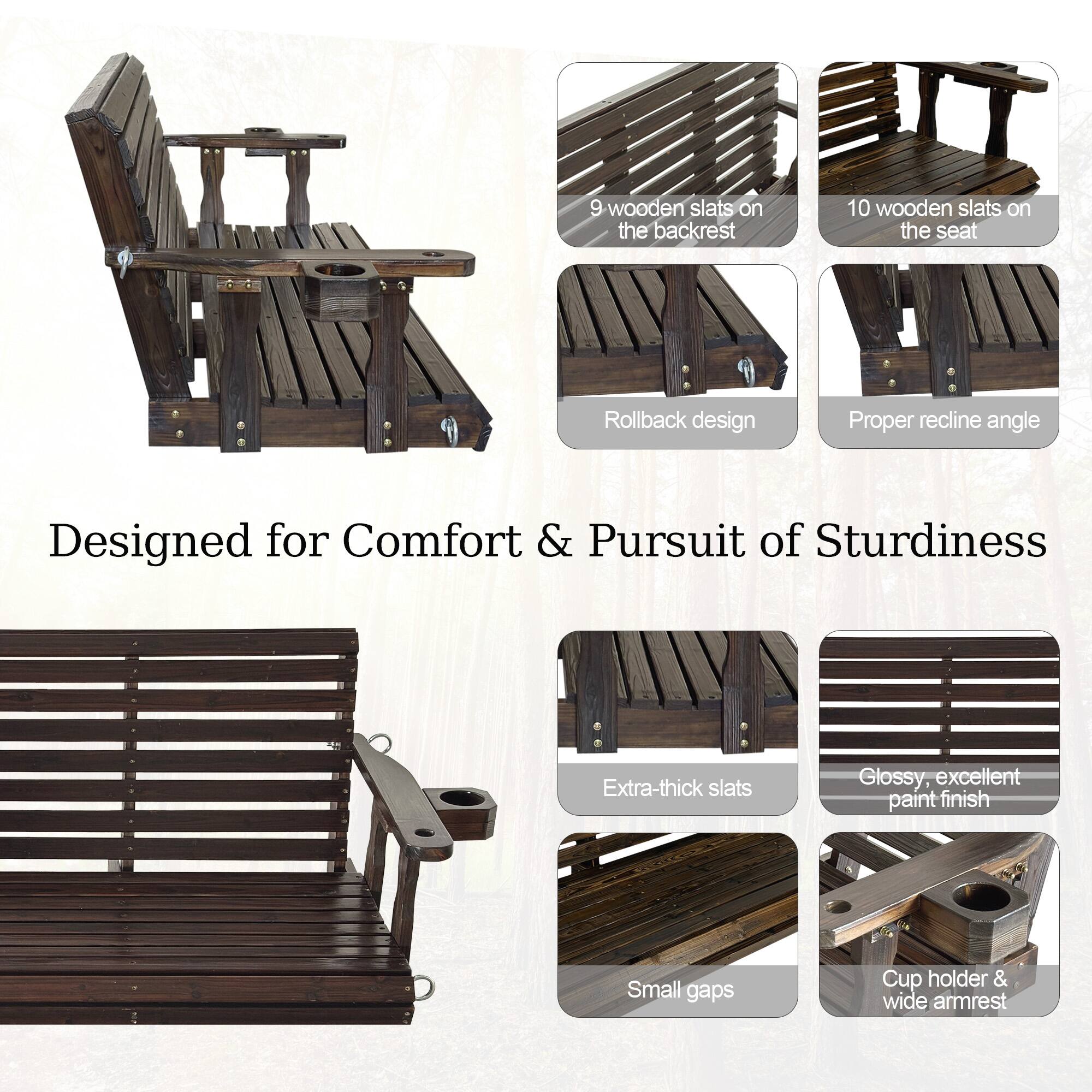 Designed for Comfort & Pursuit of Sturdiness

- 9 wooden slats on the backrest
- 10 wooden slats on the seat
- Rollback design
- Proper recline angle
- Extra-thick slats
- Glossy, excellent paint finish
- Small gaps
- Cup holder & wide armrest