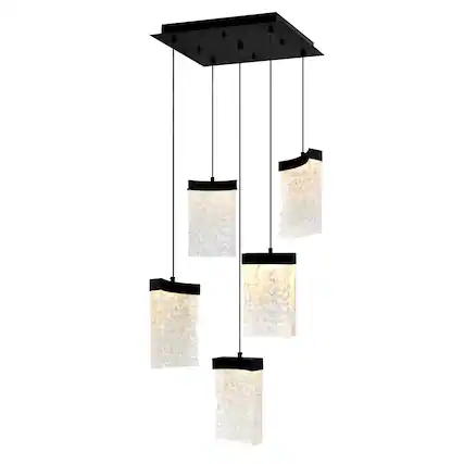 Front. CWI Lighting - Lava Integrated LED Black Mini Pendant - Black.