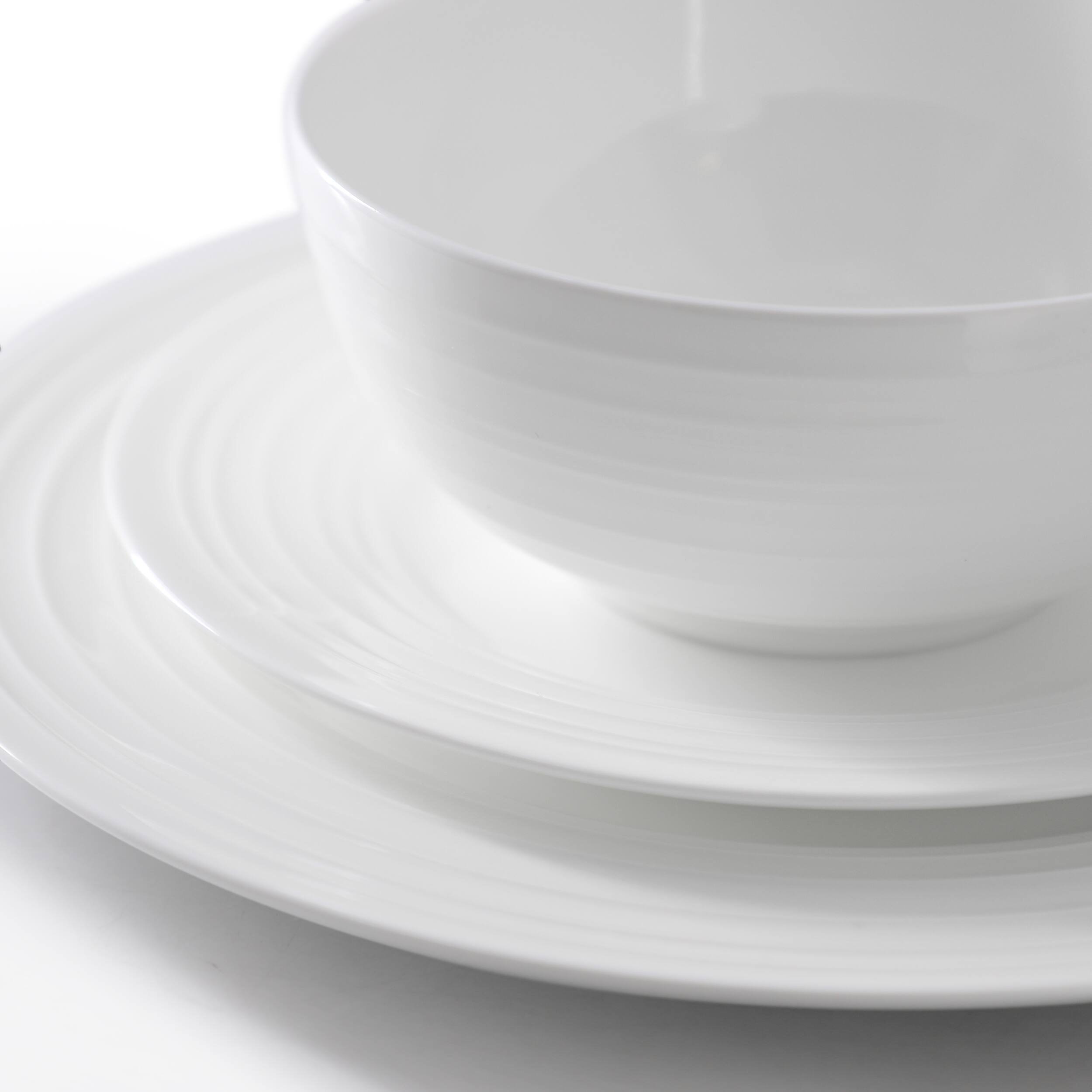 Alt View 3. Gibson - Gibson Elite Pascale 16 Piece Embossed Bone China Dinnerware Set in White - White.